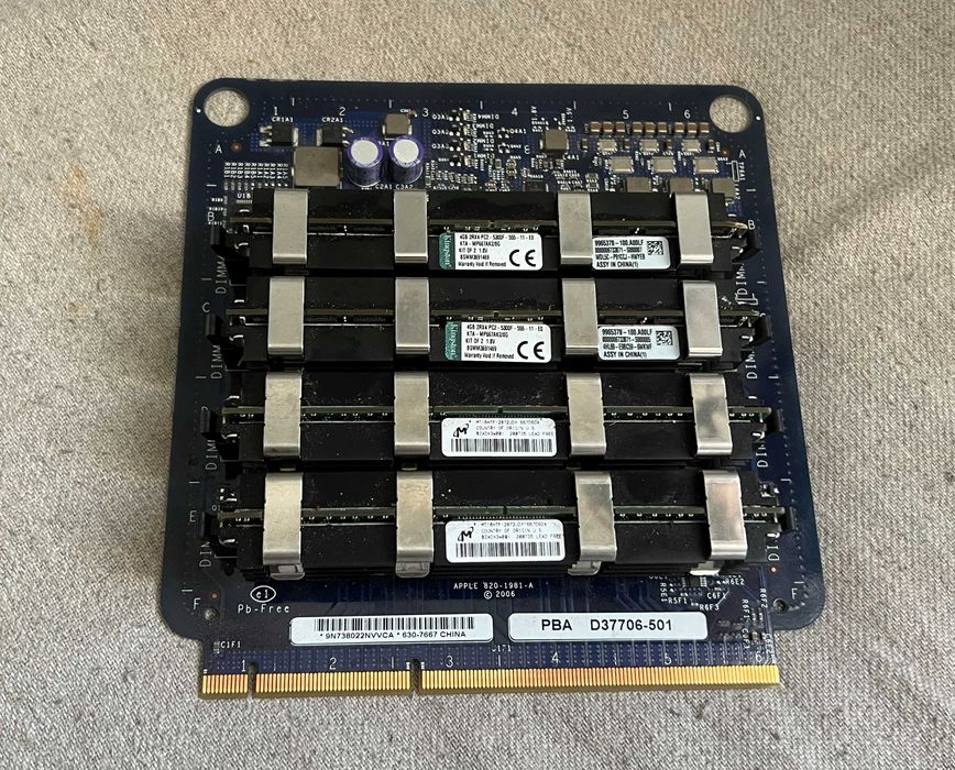 Apple Mac Pro RAM riser card 32GB FB-DIMM ECC DDR2 complet