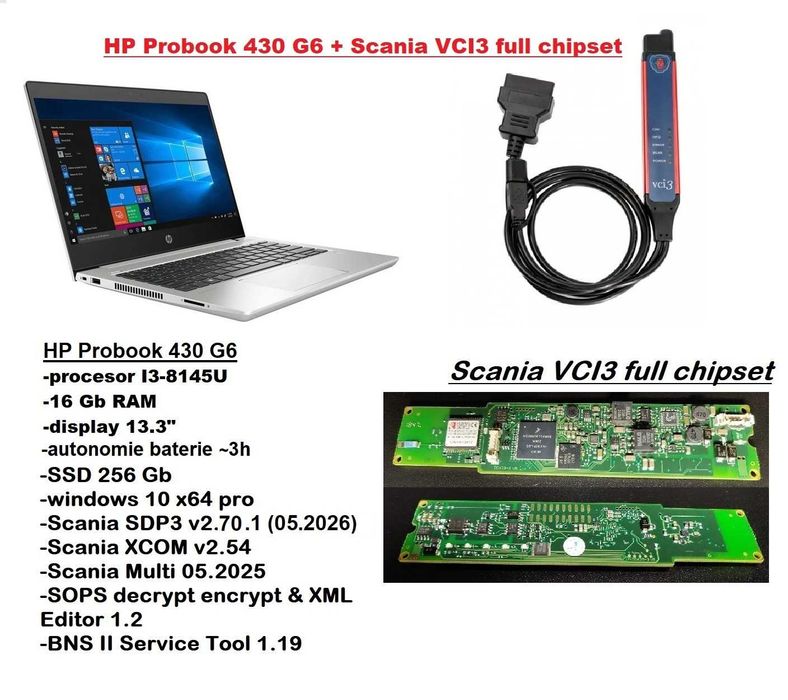 Pachet diagnoza Scania SDP3 2.70.1 XCOM 2.54 Multi 05.2025 SOPS editor