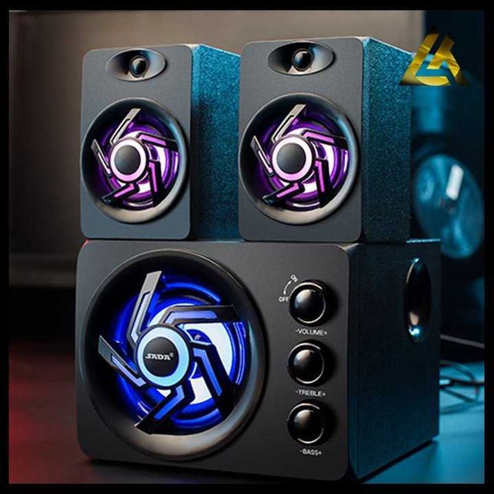 Аудио система с две колони и буфер с блутут и подсветка