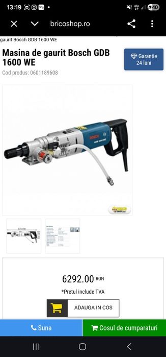 Masina de carotat Bosch GDB 1600 Professional