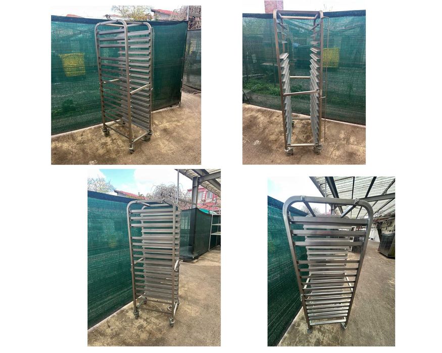 Vand raft inox cofetarie patiserie, tavi perforate, ambalaje cofetarie