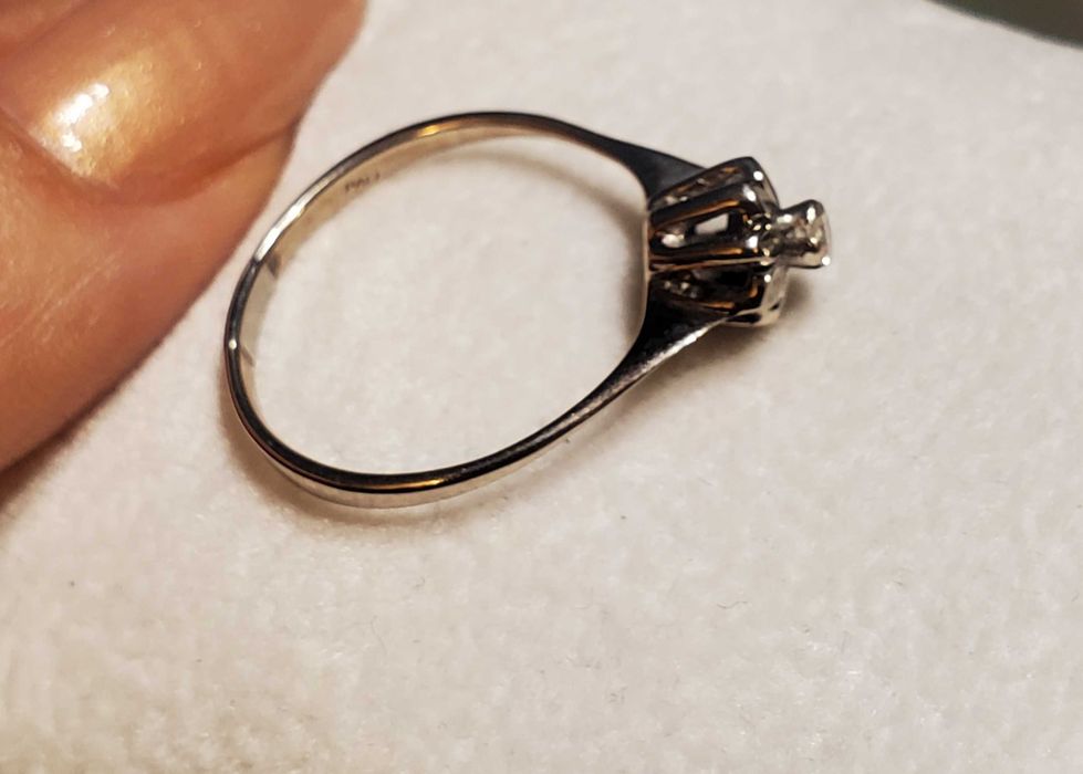 0.10 ct диамант и Паладий винтидж art deco пръстен