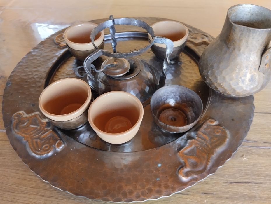 Сервиз за варене на кафе с джезве от ръчно кована мед