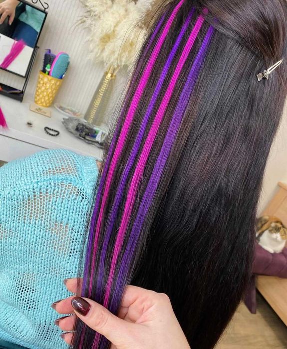 Наращивание волос, цветные пряди