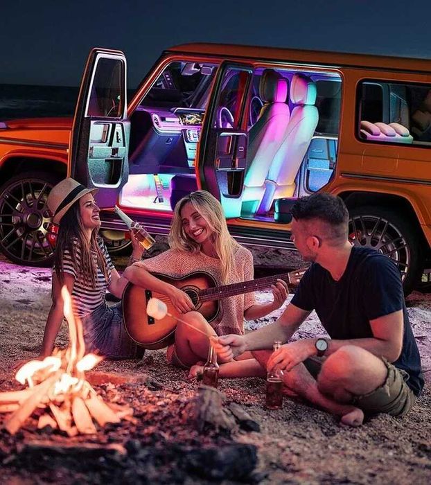 RGB LED Цветна Лента Ленти за Кола дистанцио осветление неон автомобил