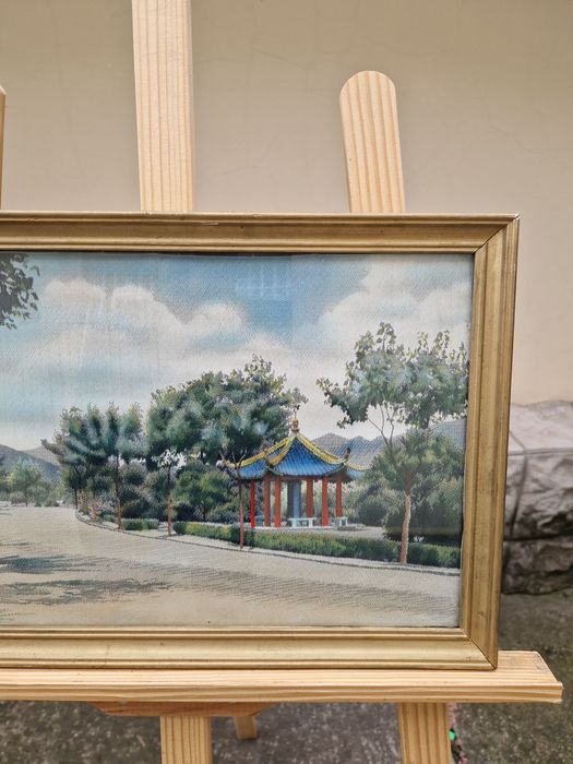 Уникална антикварна китайска картина коприна