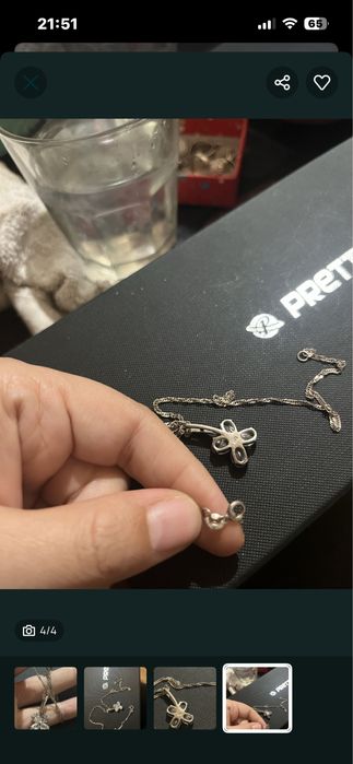 Lant argint de dama cu floare