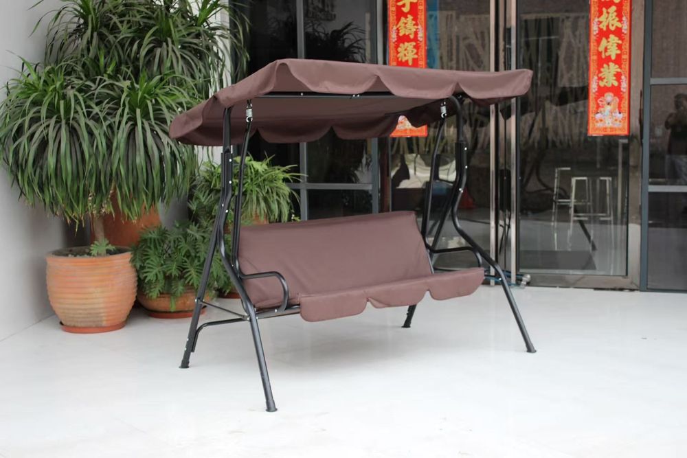 Cадовые качели с навесом, коричневый цвет, компактная модель