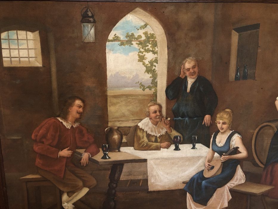 Tablou,pictura foarte veche in ulei pe panza groasa,rama din lemn