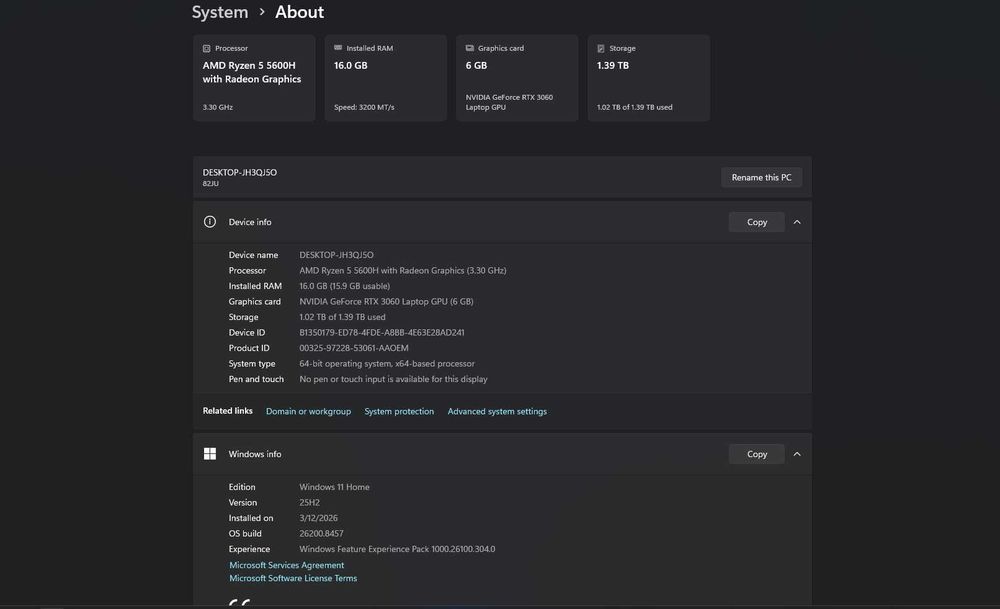 Лаптоп Lenovo Legion 5 15ACH6H