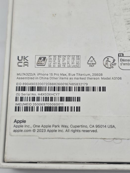 Iphone 15 pro max, Blue Titanium, 256gb, 100%, 25 cicluri incarcare