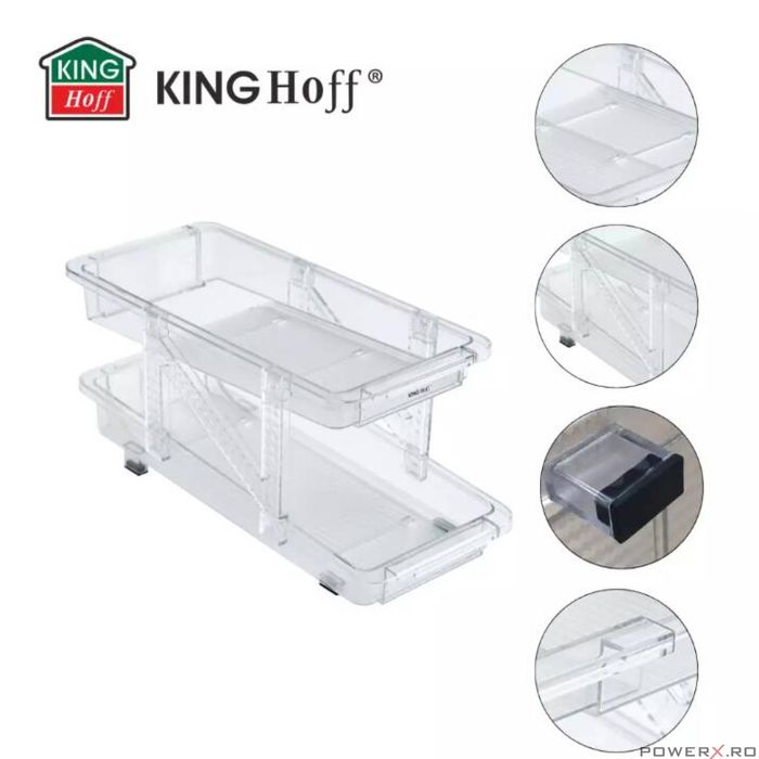 Organizator doze, reglabil, cu 2 niveluri, transparent, Kinghoff