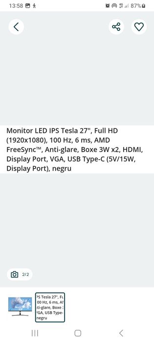 Monitor tesla 27 inch