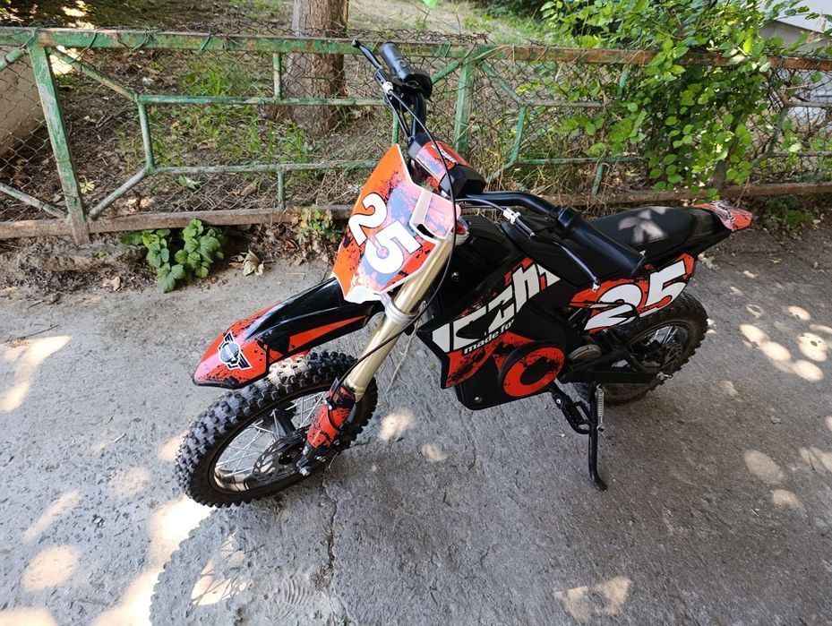 Motocicleta electrica copii Eco Tiger 1000W pentru copii 6-12 ani, 36V, roti 12/10, culoare portocalie, ideala pentru aventuri off-road