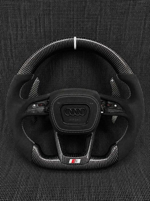 Volan Audi RS Custom | Piele / Carbon / Alcantara | A1 A3 A4 A5 A6 A7 A8 S3 S4 S5 S6 S7 S8 RS3 RS4 RS5 RS6 RS7 Q2 Q3 Q5 Q7 Q8 TT R8
