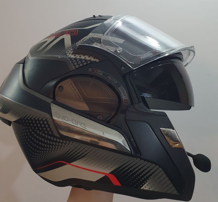 Casca Shark Evo-One 2 Mat Black / Silver / Red  cu tot cu intecom