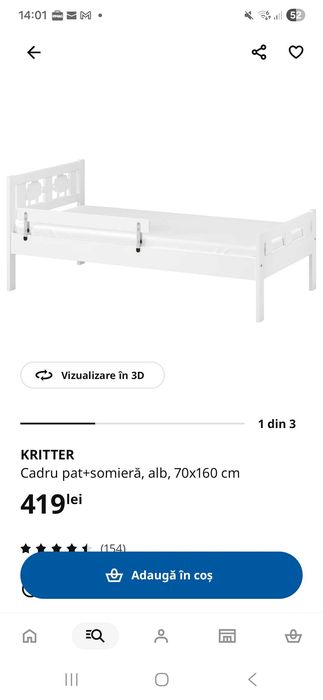 Pat copii Kritter Ikea plus saltea Cluj