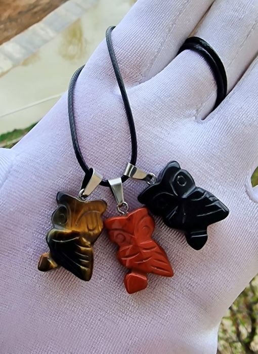 Кулон Сова из натуральных камней