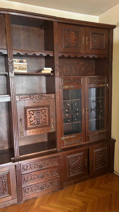 Mobila living lemn stejar masiv - biblioteca