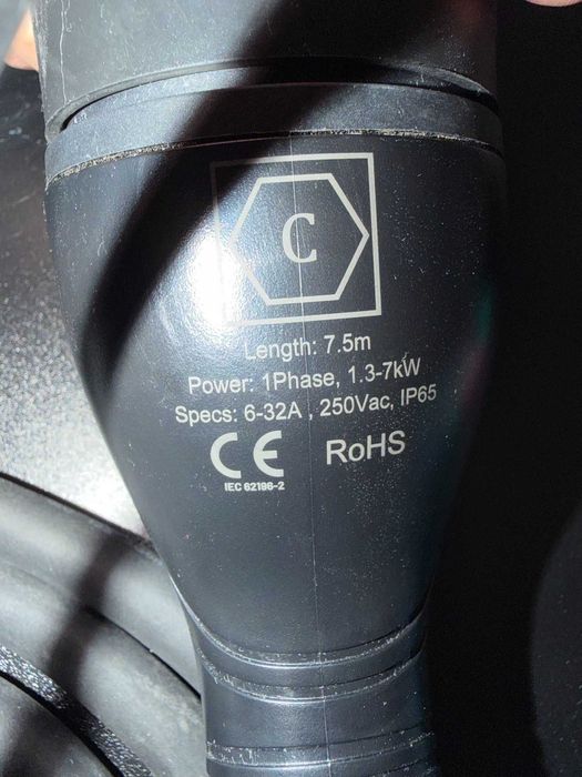 7 кВт 7.5м Портативна Зарядна Станция за Електромобил Тип 2 32А ДЕФЕКТ