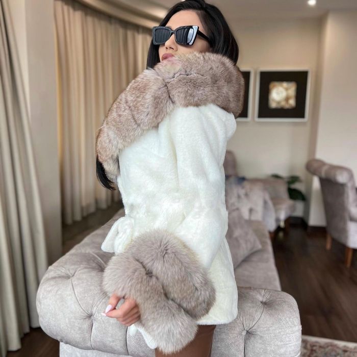 Палто с естествен косъм и алкантара НАЙ-ВИСОК КЛАС