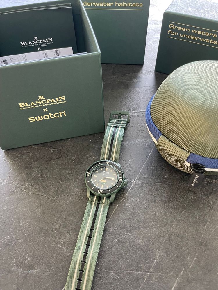時計 Blancpain x Swatch Green Abyss Introducing: Blancpain X Swatch Bioceramic Scuba Fifty
