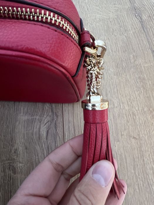 Кожена чанта Michael Kors, червена