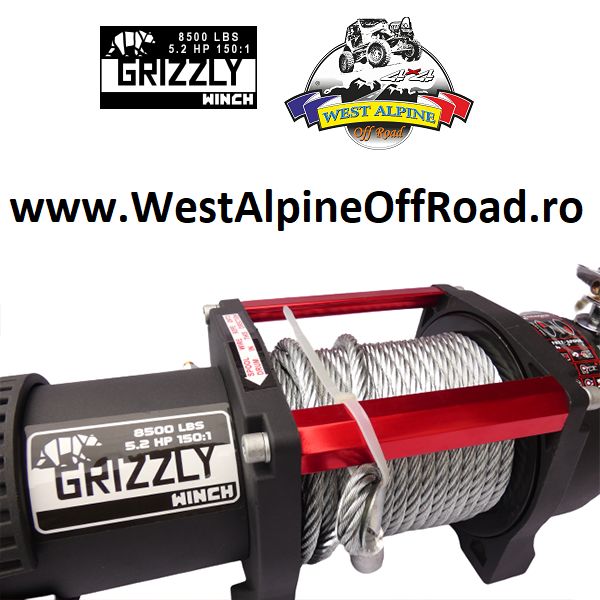 Troliu auto Grizzly Winch 8500lbs cu cablu de otel (Forta: 3.855kg)