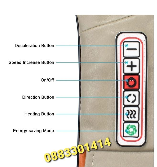 Шиацу масажор 6 бутона 16 масажиращи глави