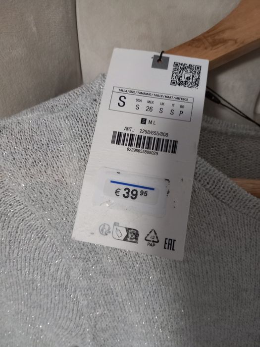 Rochie lunga de cocktail Zara cu sclipici argintiu mărimea S