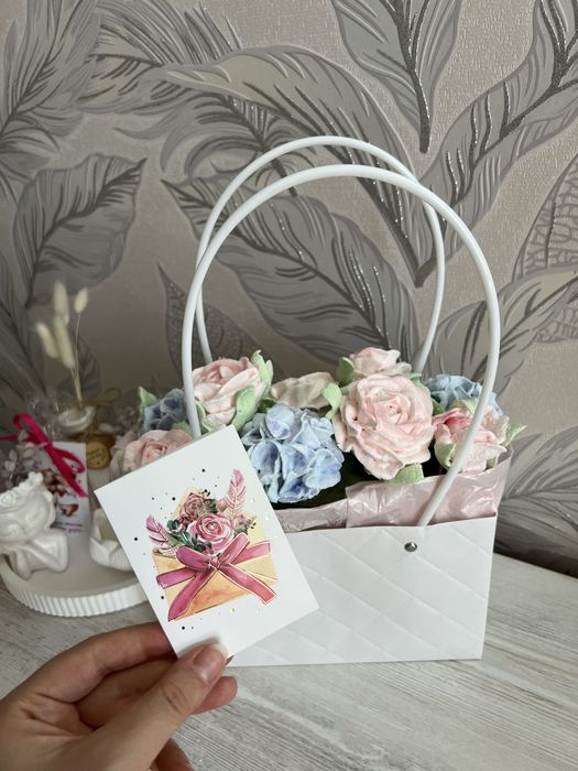 Букет на пасху украшения для кулича цветы из зефира