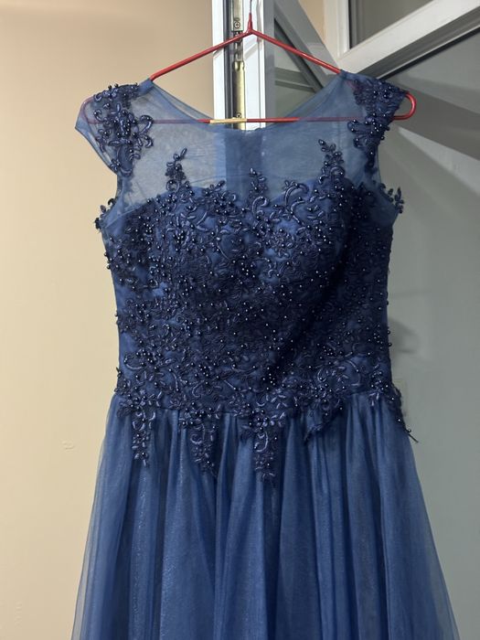 Rochie eleganta pe comanda lunga bleumarin