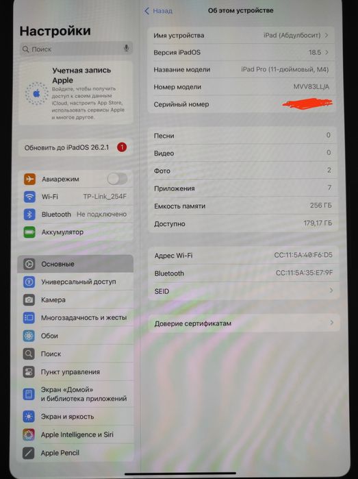 Ipad pro 11 inch m4 wifi 256