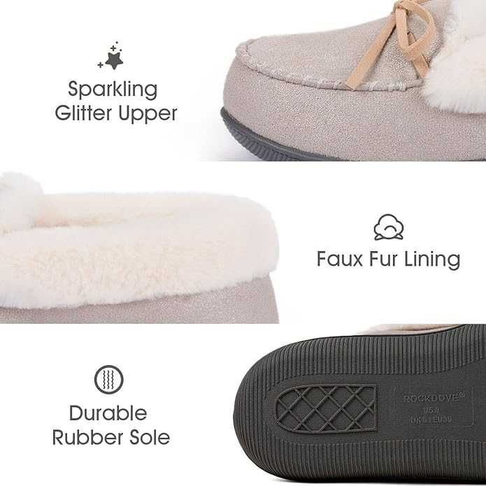 Дамски чехли с блясък RockDove. 40 номер. Светло сиво. Стелка 25 см