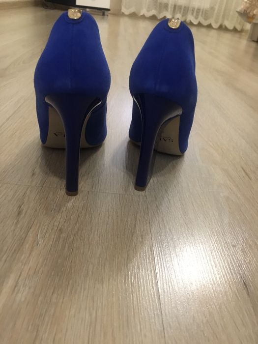 Замшевые туфли синие