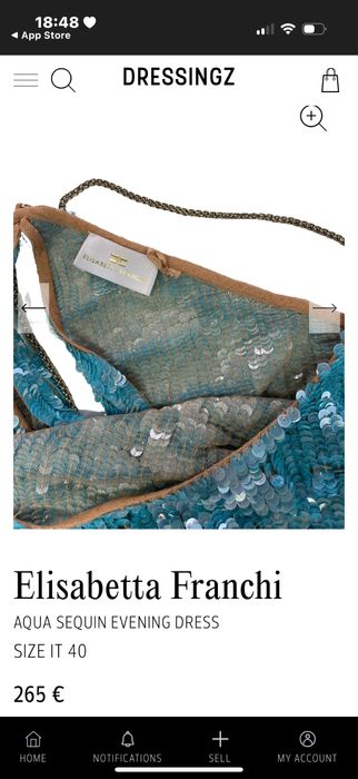 Elisabetta Franchi aqua sequin evening dress