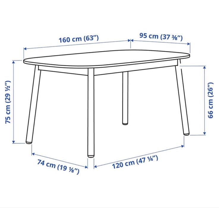 masa IKEA Vedbo 160x95 si 4 scaune Ekedalen