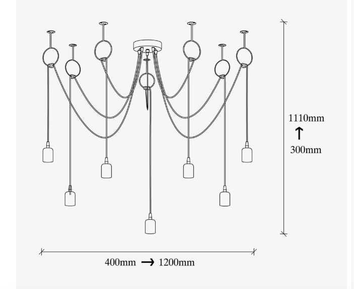 Lustra Evo Light V1479 E27, Negru Nichelat - 2 bucati