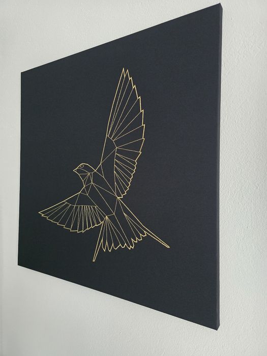 Tablou panza, 57x 57 cm, negru / auriu