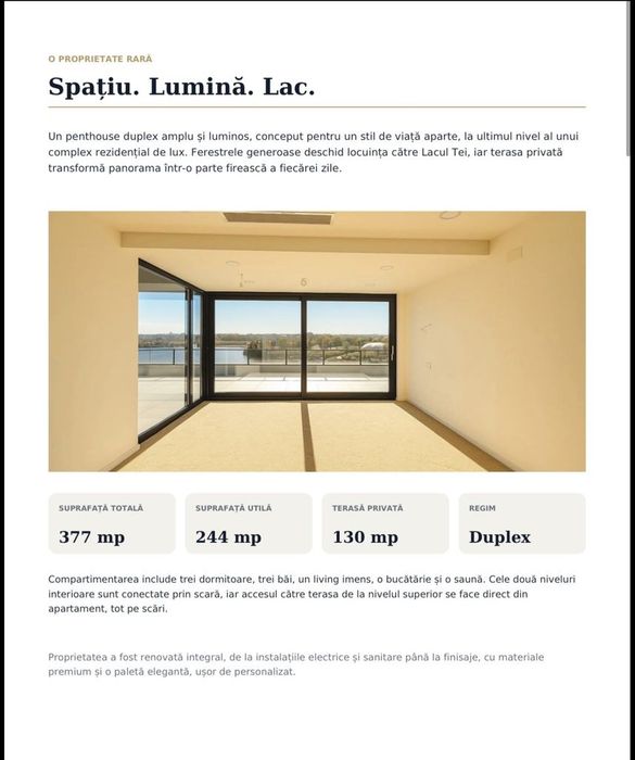 Penthouse Duplex Exclusivist Cu Vedere Panoramică La Lacul Tei