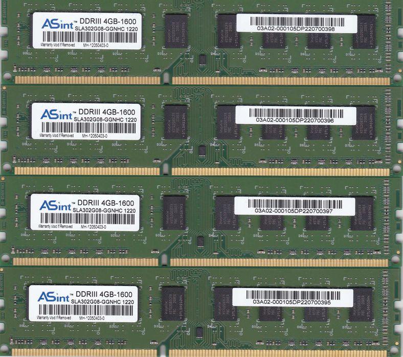 KIT 16GB DDR3 1600MHz 4x4GB ASint – Desktop