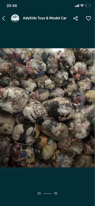 Jucării din pluș en gros la kg ambalate in saci de 10 kg