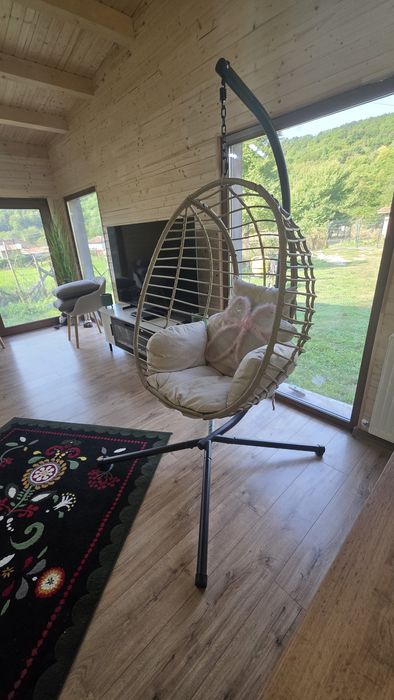Fotoliu cuib din ratan si otel