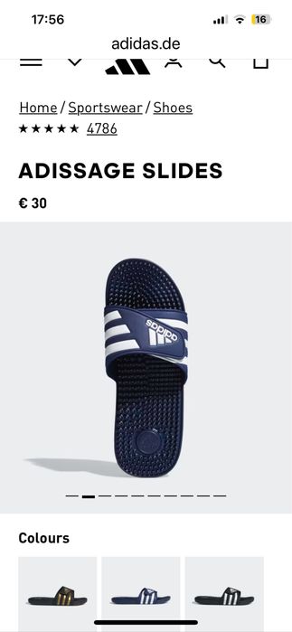 Джапанки adidas Adissage Sandals for Men, Size 12 - Blue