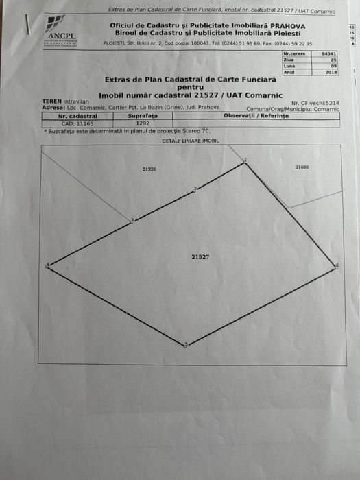 Teren comarnic de vanzare