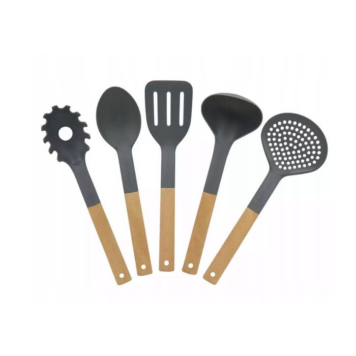 Set 5 ustensile de bucatarie, lemn si silicon, Klausberg