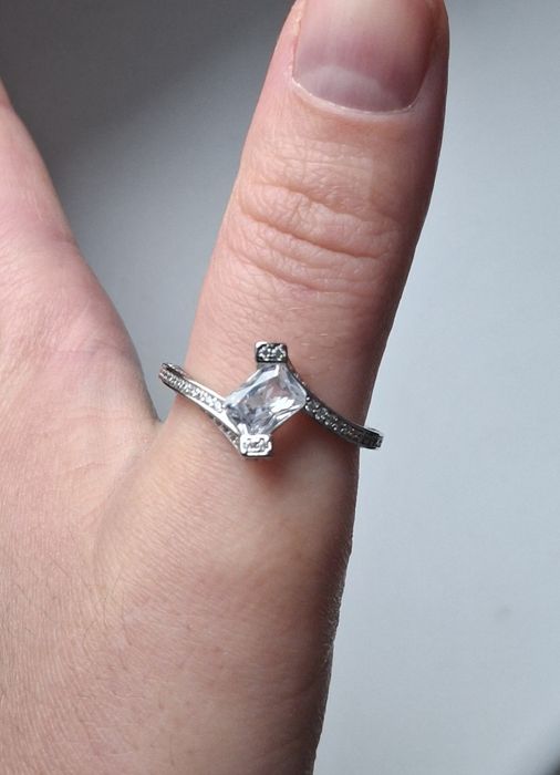 Inel argint S925, stil logodnă,cu zirconiu strălucitor ,Nr 9