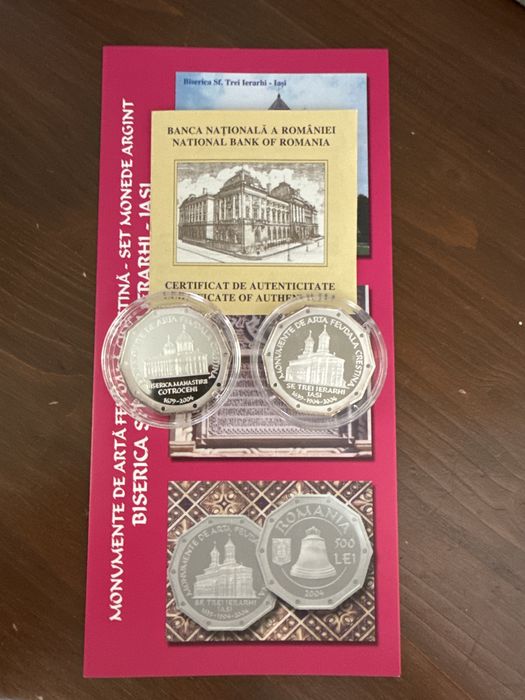 SET MONEDE BNR Monumente de Arta Feudala Crestina 500 lei 2004
