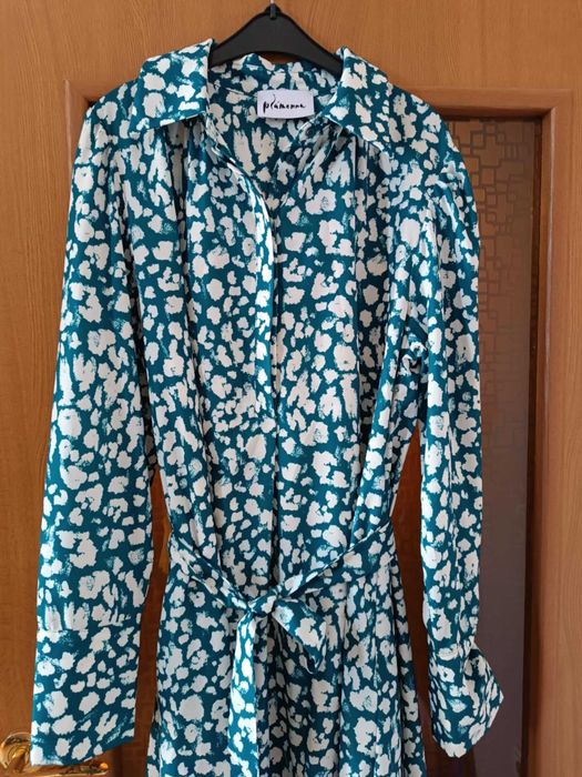 дълга рокля в зелено и бяло на Пламена бутик фешън, М§СО Л/ХЛ