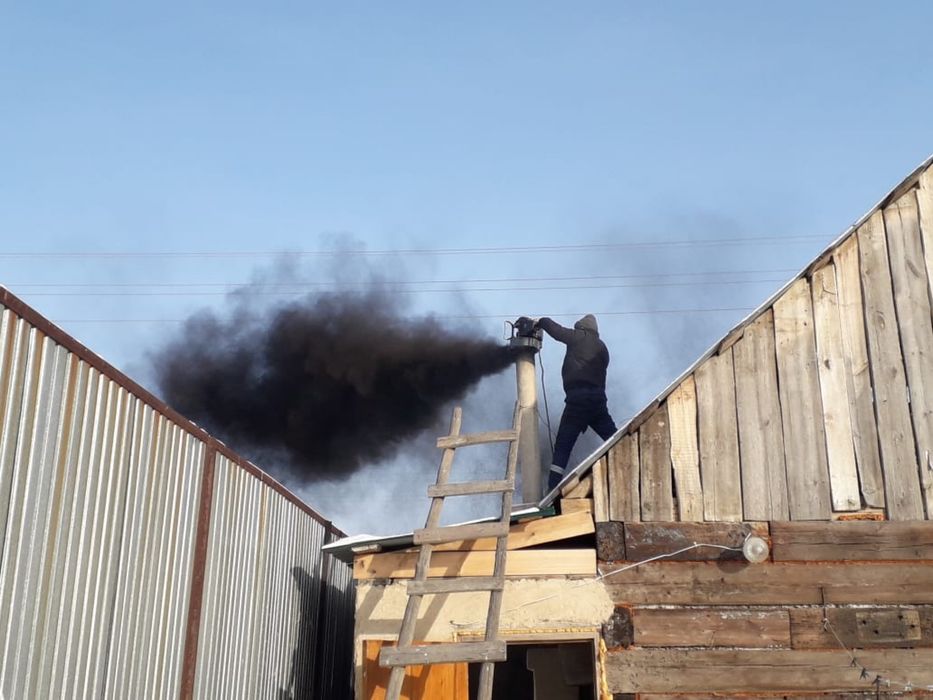 Чистка дымохода с аппаратом